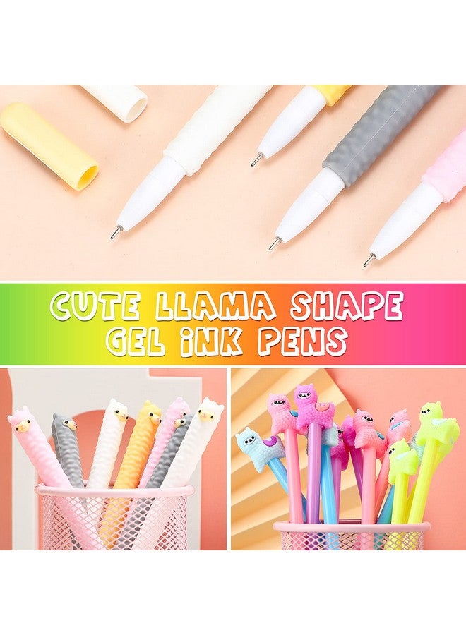 Tenare 12 Pieces Lama Pens Alpaca Gel Ink Pens Kawaii Cute Animal Black Ink Pens 0.5 Mm For Kids  - Image 4