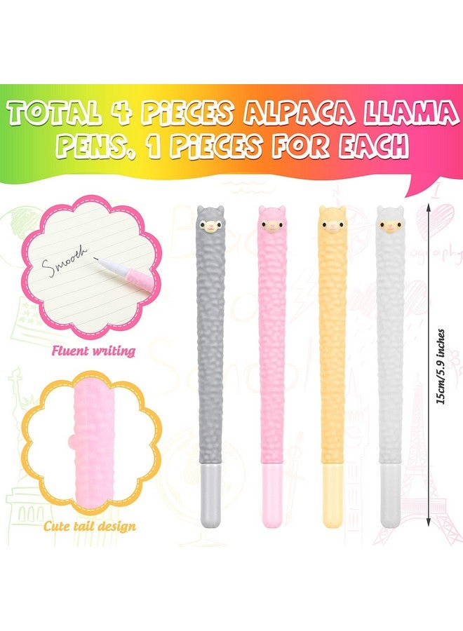 Tenare 12 Pieces Lama Pens Alpaca Gel Ink Pens Kawaii Cute Animal Black Ink Pens 0.5 Mm For Kids  - Image 2