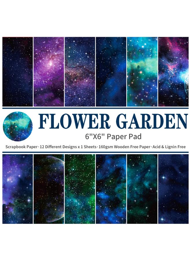 Bluejw 12 Sheets/pack Galaxy DIY Hand Account Material Printing Paper Single-sided Handmade Paper Paper Crane Sticker Material Package - Image 1