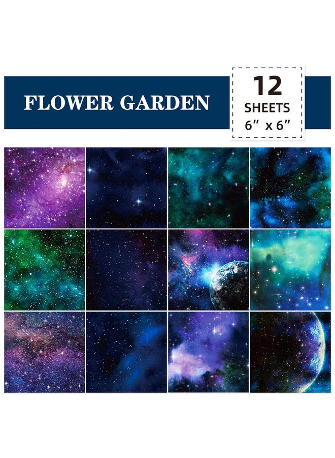 Bluejw 12 Sheets/pack Galaxy DIY Hand Account Material Printing Paper Single-sided Handmade Paper Paper Crane Sticker Material Package - Image 3