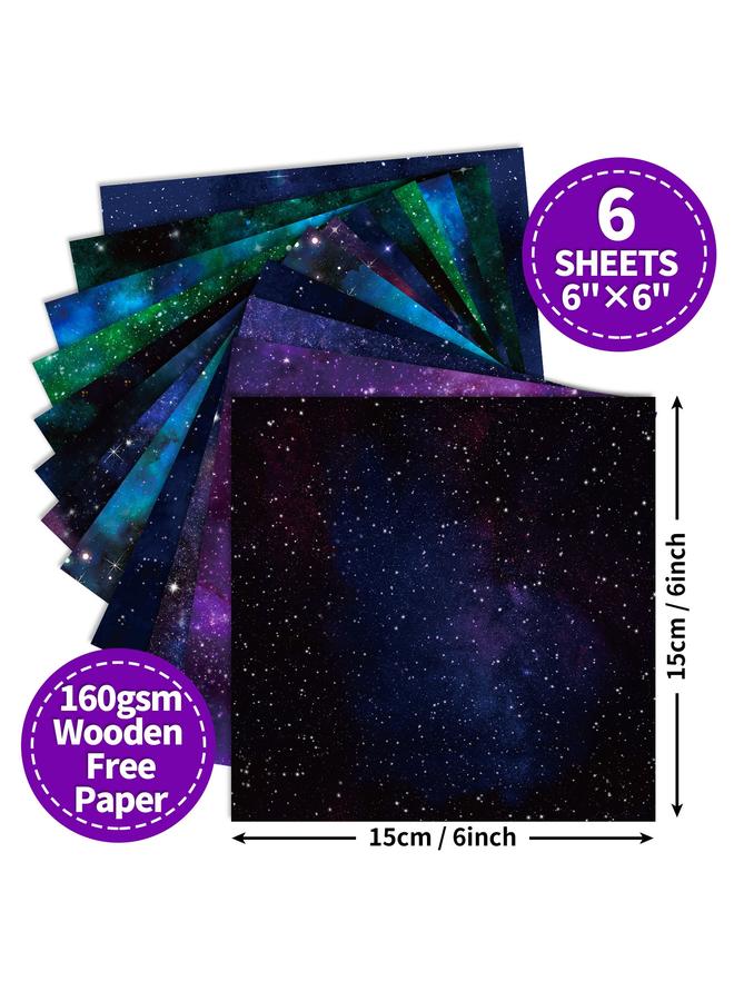 Bluejw 12 Sheets/pack Galaxy DIY Hand Account Material Printing Paper Single-sided Handmade Paper Paper Crane Sticker Material Package - Image 4