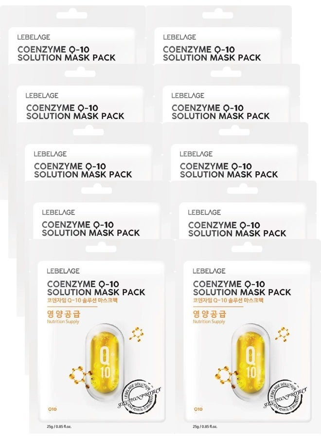 Lebelage LEBELAGE COENZYME Q-10 SOLUTION MASK PACK (PACK OF 10 INDIVIDUAL MASKS) | KOREAN MADE SKIN CARE  - Image 1