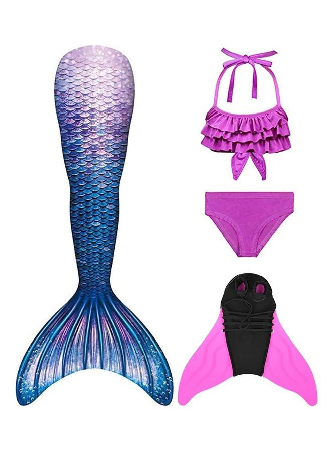 NIBEMINENT 4-Piece Swimsuits Mermaid Tail Swimming Costume Set Bathing Suit For Toddler 140cm - Image 1