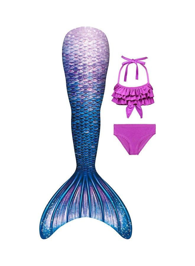 NIBEMINENT 4-Piece Swimsuits Mermaid Tail Swimming Costume Set Bathing Suit For Toddler 140cm - Image 2