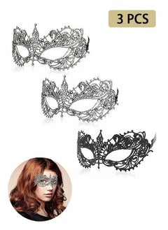 3 Pcs Adult Masquerade Mask, Mysterious Fun Lace Masks, Women Man Lace Headpiece