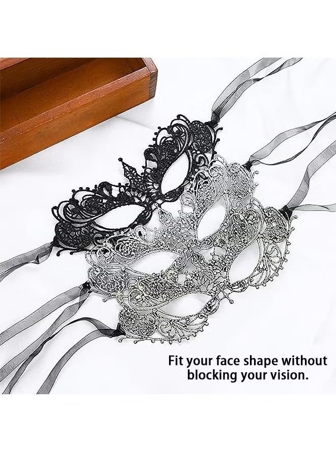 Generic - 3 Pcs Adult Masquerade Mask, Mysterious Fun Lace Masks, Women Man Lace Headpiece - Image 1