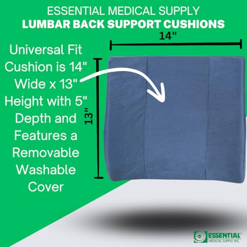 Essential Medical Supply وسادة قطنية مخصصة لدعم أسفل الظهر من Essential Medical Supply باللون الأزرق الداكن مع حزام مرن لتثبيت الوضع - مثالية لمقاعد المكتب أو السيارة، توفر دعم وراحة للظهر السفلي - Image 4