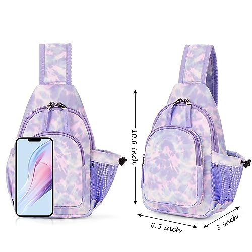 Choco Mocha Girls Sling Bags Kids Crossbody Bag for Girls Kids Sling Bags Ages 8-12 Girl Purse Christmas Purses Gifts, Tie Dye Purple - Image 2