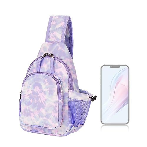 Choco Mocha Girls Sling Bags Kids Crossbody Bag for Girls Kids Sling Bags Ages 8-12 Girl Purse Christmas Purses Gifts, Tie Dye Purple - Image 1