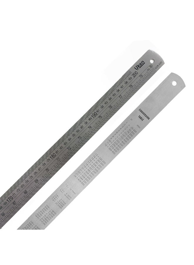 RACO Stainless Steel Ruler 200 cm (80”) – Heavy-Duty Metal Measuring Scale with Conversion Table for School, Office, Home, Architects, Engineers & Craft Use | 2 Mtr - Image 1