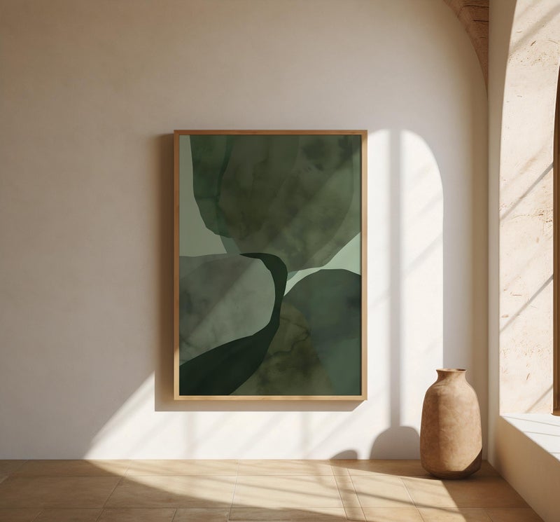 TNESSENTIAL Deep Green Organic Abstract Wall Art | Fine Art Poster - Image 1