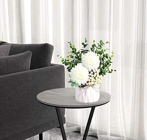 LADADA Artificial Flower Hydrangea and Small CeramicVase Fake Plant Eucalyptus Leaf Berry Flower Arrangement for Home Decoration (White) - Image 5