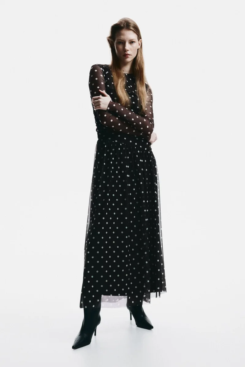 اتش اند ام فستان من نسيج شبكي