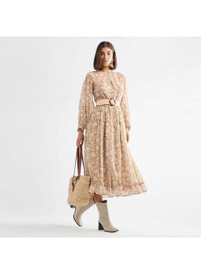 Splash FAV Floral Print Midi Shirt Dress with Long Sleeves - Image 2