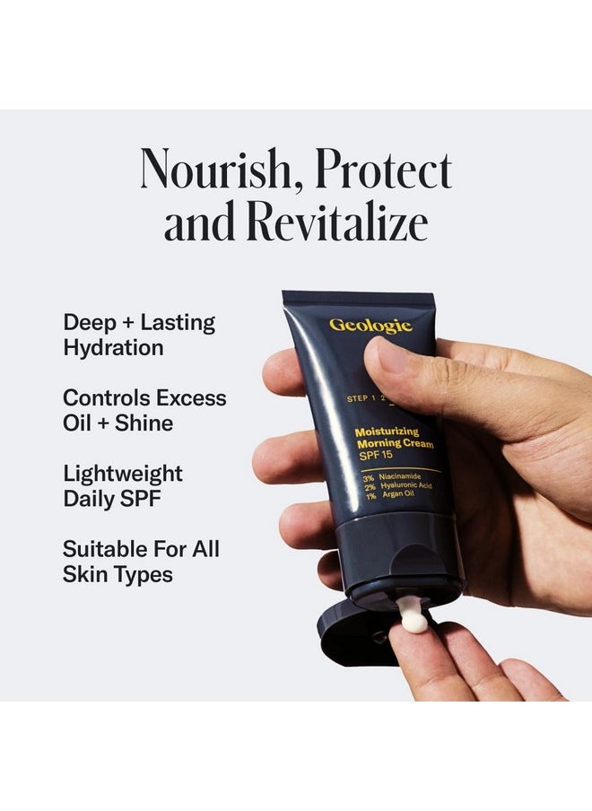 Geologie - Geologie Complete Skincare Set for Men & Women | 1-Month Simple & Effective Daily Clear Skin Routine | Acne, Oily Skin, Dark Spots | Face Wash 2-Pack, Retinol Face Cream, SPF15 Moisturizer & Eye Cream - Image 1