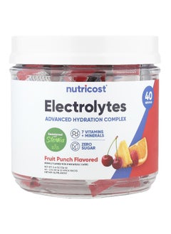 Nutricost, Electrolytes, Advanced Hydration Complex, Fruit Punch, 40 Stick Packs, 0.14 oz (4 g) Each