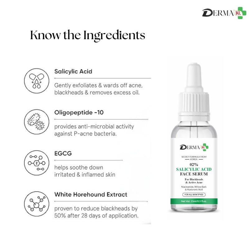 DERMAKR DERMA KR 2 Scilicylic acid Face Serum for blackheads Active Acne 30Ml - Image 2