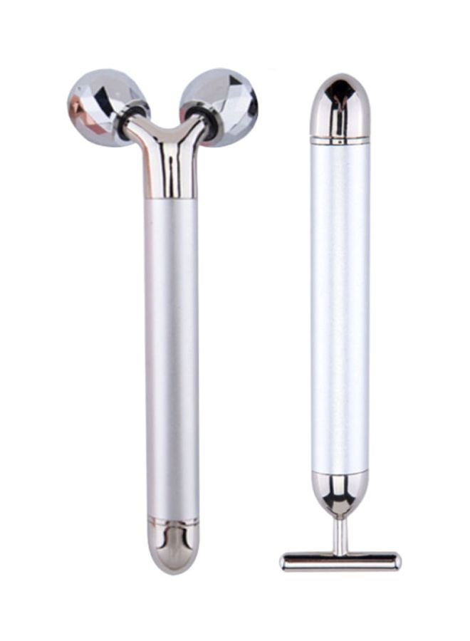 NIBEMINENT Electric Jade Massage Roller Silver 15.6cm