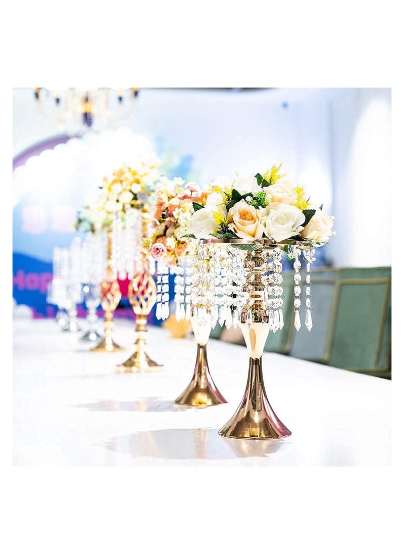 Excefore - Gold Vases for Wedding Centerpieces Set of 2 Crystal Flower Arrangement Stand Metal Flower Stand Centerpiece for Table Pieces Wedding Event Decor - Image 1