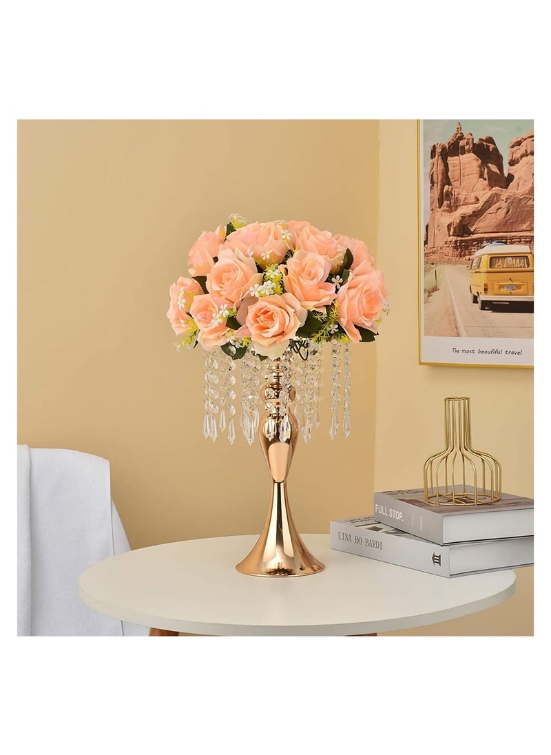 Excefore - Gold Vases for Wedding Centerpieces Set of 2 Crystal Flower Arrangement Stand Metal Flower Stand Centerpiece for Table Pieces Wedding Event Decor - Image 1
