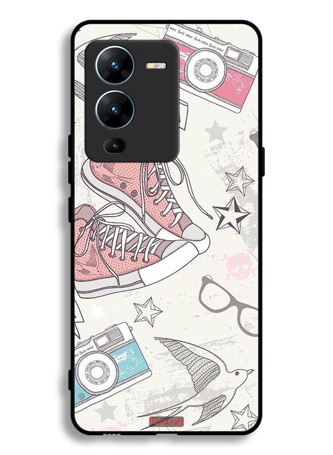 Tolwak Vivo V25 Pro 5G Protective Case Cover Canva Shoes And Camera Art - Image 2