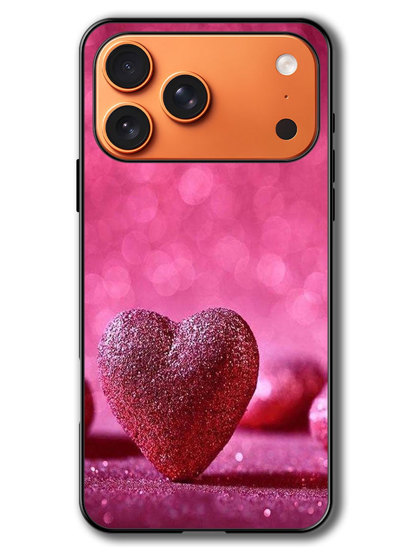 Theodor Case Compatible with Apple iPhone 17 Pro Max 6.9 Inch Protection Shockproof Bumper Cover Dark Pink Gliter Heart - Image 1