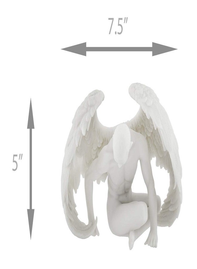 Veronese Design Nude Winged Grieving Male Angel White Marble Finish Resin Statue 7.5 Inches Long - Image 5