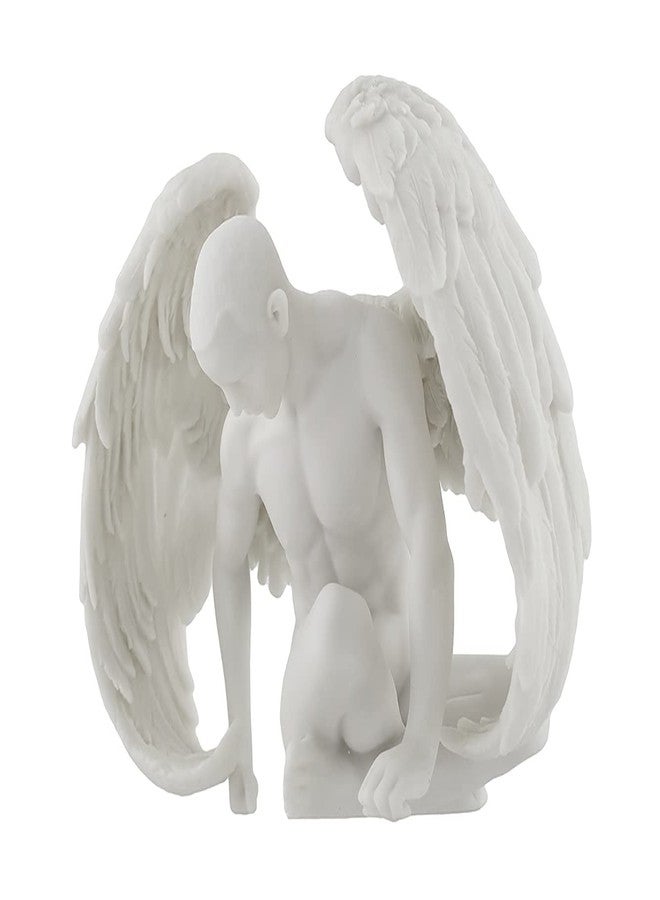 Veronese Design Nude Winged Grieving Male Angel White Marble Finish Resin Statue 7.5 Inches Long - Image 3
