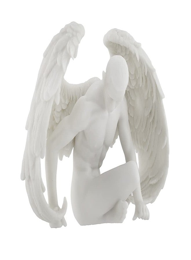 Veronese Design Nude Winged Grieving Male Angel White Marble Finish Resin Statue 7.5 Inches Long - Image 2