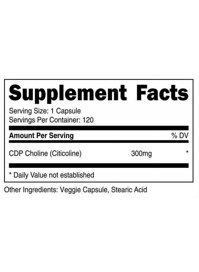 Nutricost سي دي بي كولين (سيتكولين) 300 ملغ، 120 كبسولة نباتية - خالية من الكائنات المعدلة وراثيًا، صديقة للنباتيين، خالية من الجلوتين - Image 3