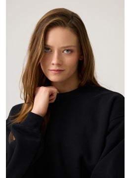 Los Ojos Black Wide Waist Drawstring Crop Sweatshirt Cropped Pullover  - Image 5
