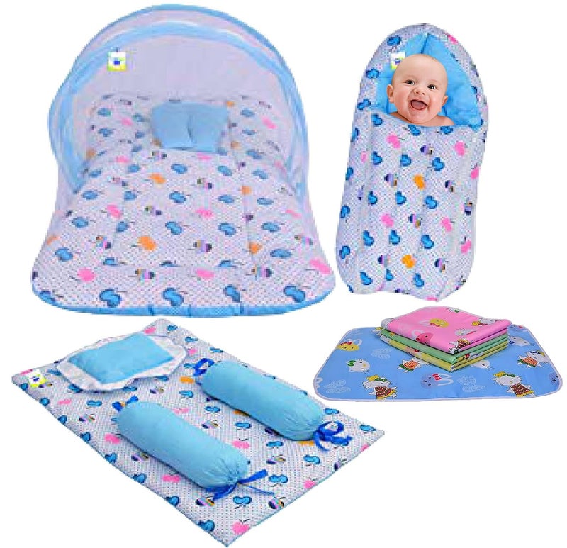 Toddylon Baby Bedding Set New Born Baby Bed Sleeping Mattress Mosquito Net Carry Bag Nest Bed Sheets Essentials Combo 06 Months 4PCS Set - Image 1