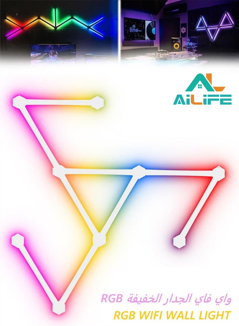 AILife 9 Pcs RGB WiFi Gaming Light with Smart Music Sync, 40+ Dynamic Scenes, Works with Google Assistant, LED Strip Light for Living Room, Bedroom, Home Cinema, Game Room, Party - Image 1
