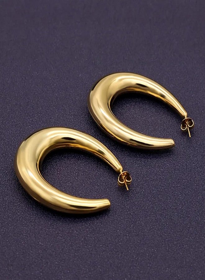 Okos Women Fashion Jewellery Gold Plated Light Weight Classy Hollow Trendy Hoop Earrings for Girls and Women ER1000153OVL - Image 2