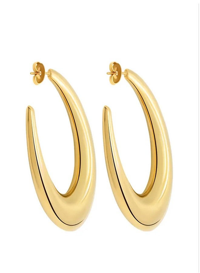 Okos Women Fashion Jewellery Gold Plated Light Weight Classy Hollow Trendy Hoop Earrings for Girls and Women ER1000153OVL - Image 1