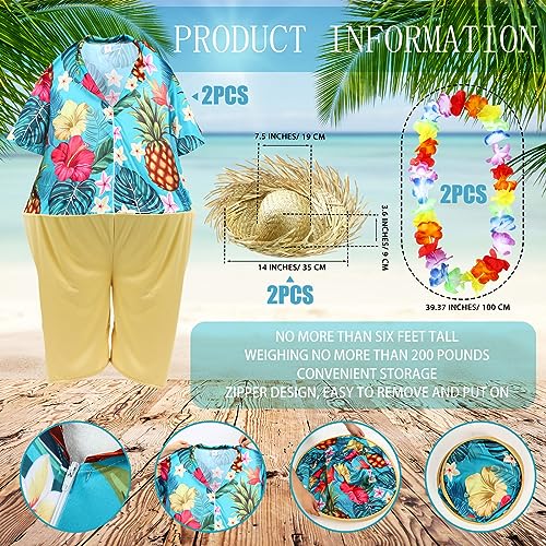 Toulite 6 Pcs Adult Tacky Tourist Costume Tacky Traveler Costume Couples Costumes Straw Hat Hawaiian Hula Garland Halloween(Classic) - Image 2