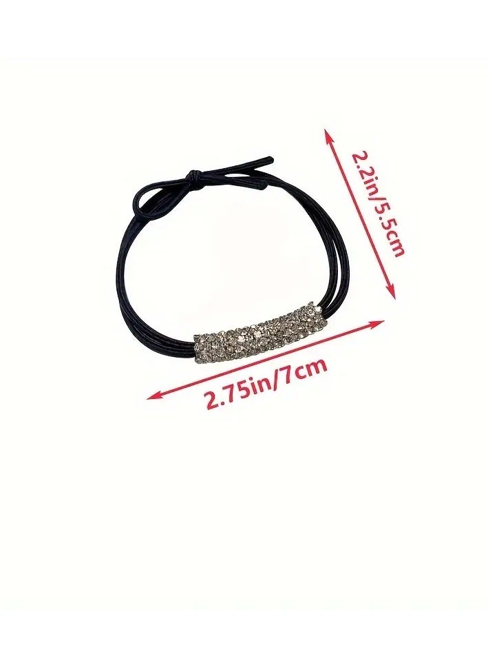 Goolsky 10pcs Bling Bling Rhinestone Decorative Hair Ties Elastic Hair Loops Ponytail Holders For Women And Daily Use Wear - Image 5