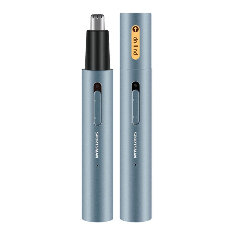 مشذب الشعر الكهربائي للأنف رفيع من الألومنيوم قابل للشحن عبر USB للرجال والنساء باللون الأزرق الفاتح - Image 1