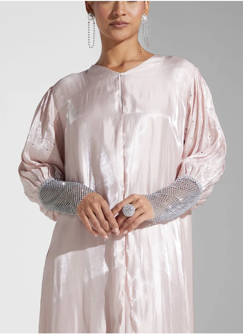 Khizana Abaya With Shimmer Sleeve Detail