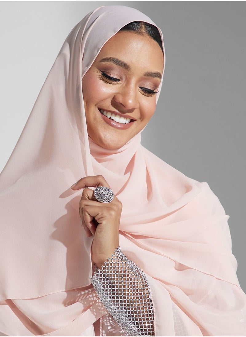 Khizana - Abaya With Shimmer Sleeve Detail - Image 1