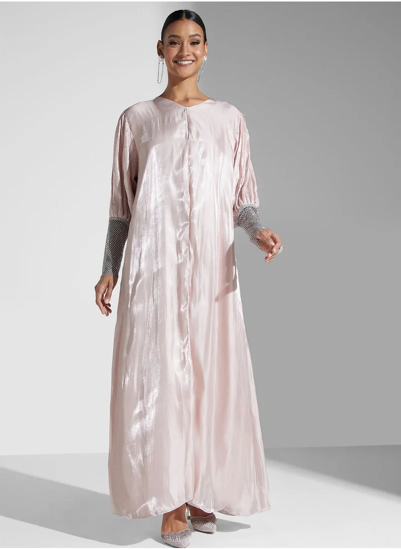 Khizana Abaya With Shimmer Sleeve Detail