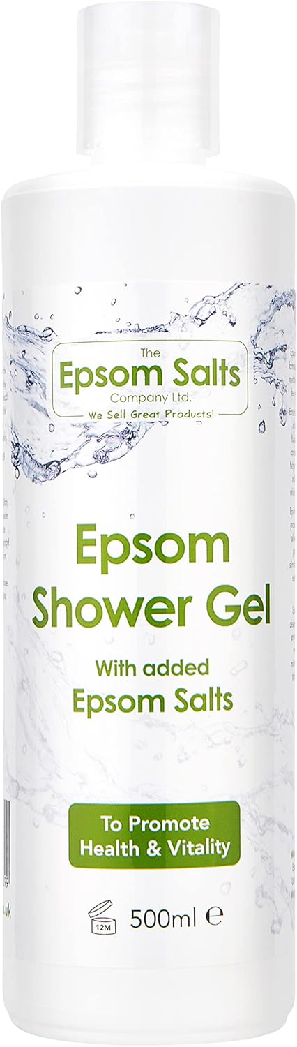Epsom Shower Gel with Added Magnesium 500ml Body Wash for Cleansing and Revitalising Skin