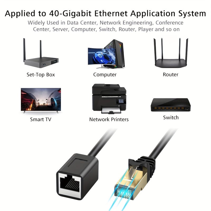 Cat 8 Ethernet Extension Cable 6FT 40Gbps LAN Cable Extender Cat8 FTP Shielded RJ45 Male to Female Patch Internet Cable for Computer PC Laptop Smart TV - Image 5