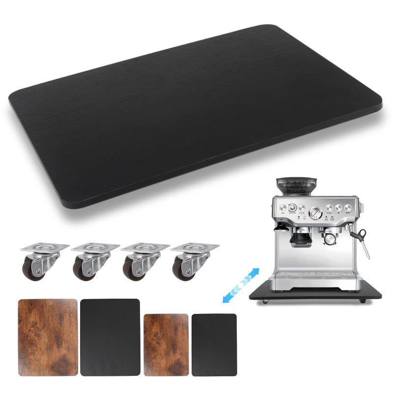 JAYOBGO 360Â° Appliance Slider Sliding Tray, Coffee Maker Rolling Tray for Counter Under Cabinet Coffee Pot Mat for Espresso Machine, Toaster, Air Fryer, Quiet Wheels, Black (Large 15.7"Ã—13") - Image 1