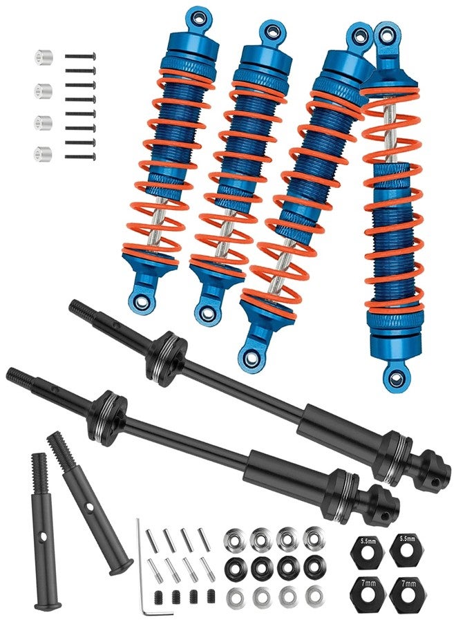 Rcarmumb CVD Shock Absorbers Upgrade Parts for 1/10 Slash 2WD,Stampede 2WD,Rustler 2WD,Hoss 2WD,Front Rear 4PCS Steel #45 DriveShaft Axles w/Hex,Alloy Alumium Big Bore Shocks,Black & Navy Blue - Image 1