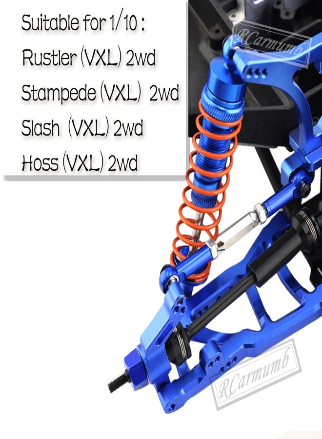 Rcarmumb CVD Shock Absorbers Upgrade Parts for 1/10 Slash 2WD,Stampede 2WD,Rustler 2WD,Hoss 2WD,Front Rear 4PCS Steel #45 DriveShaft Axles w/Hex,Alloy Alumium Big Bore Shocks,Black & Navy Blue - Image 2