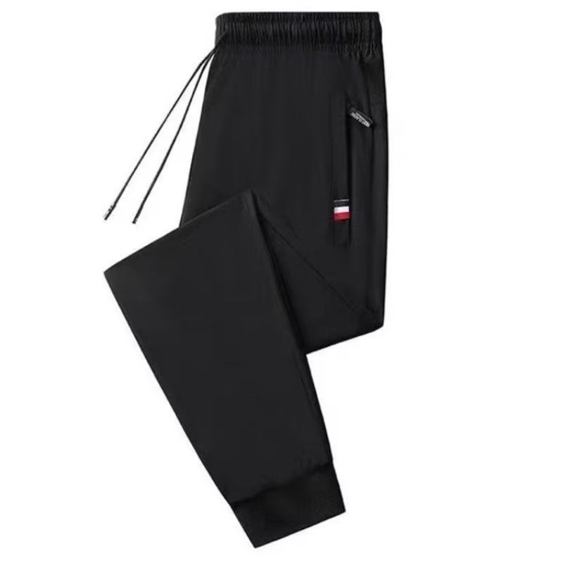 2023 Casual Fleece-Lined Sweatpants for Men [Autumn] Three-color standard toe black-with zipper 