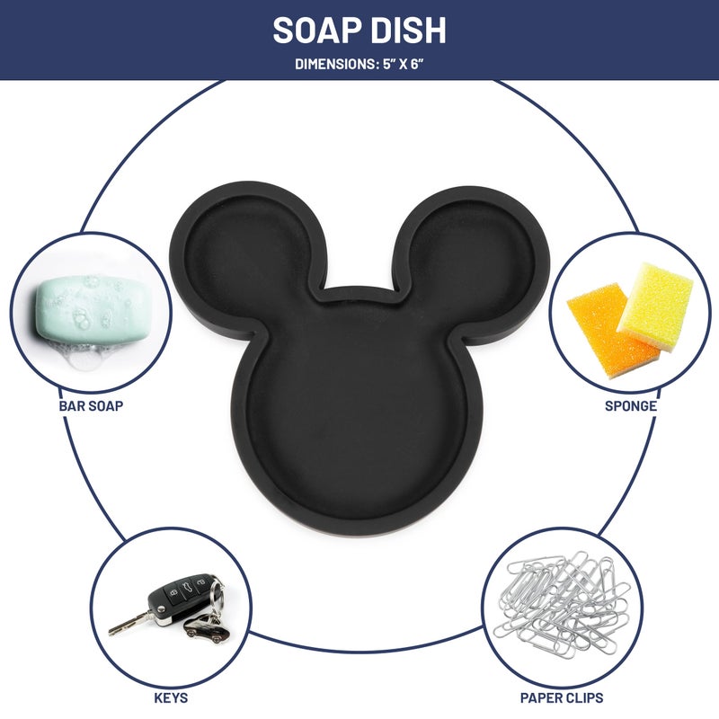 Jay Franco Disney Mickey Mouse Soap Dish - Black Resin Sponge Holder/Jewelry Dish - Bathroom DÃ©cor - Image 2