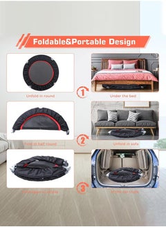 XiuWoo 40 inch Foldable Mini Trampoline Max Load 330lbs, Fitness Rebounder with Adjustable Foam Handle, Exercise Trampoline for Adults Indoor Garden Workout  - Image 4
