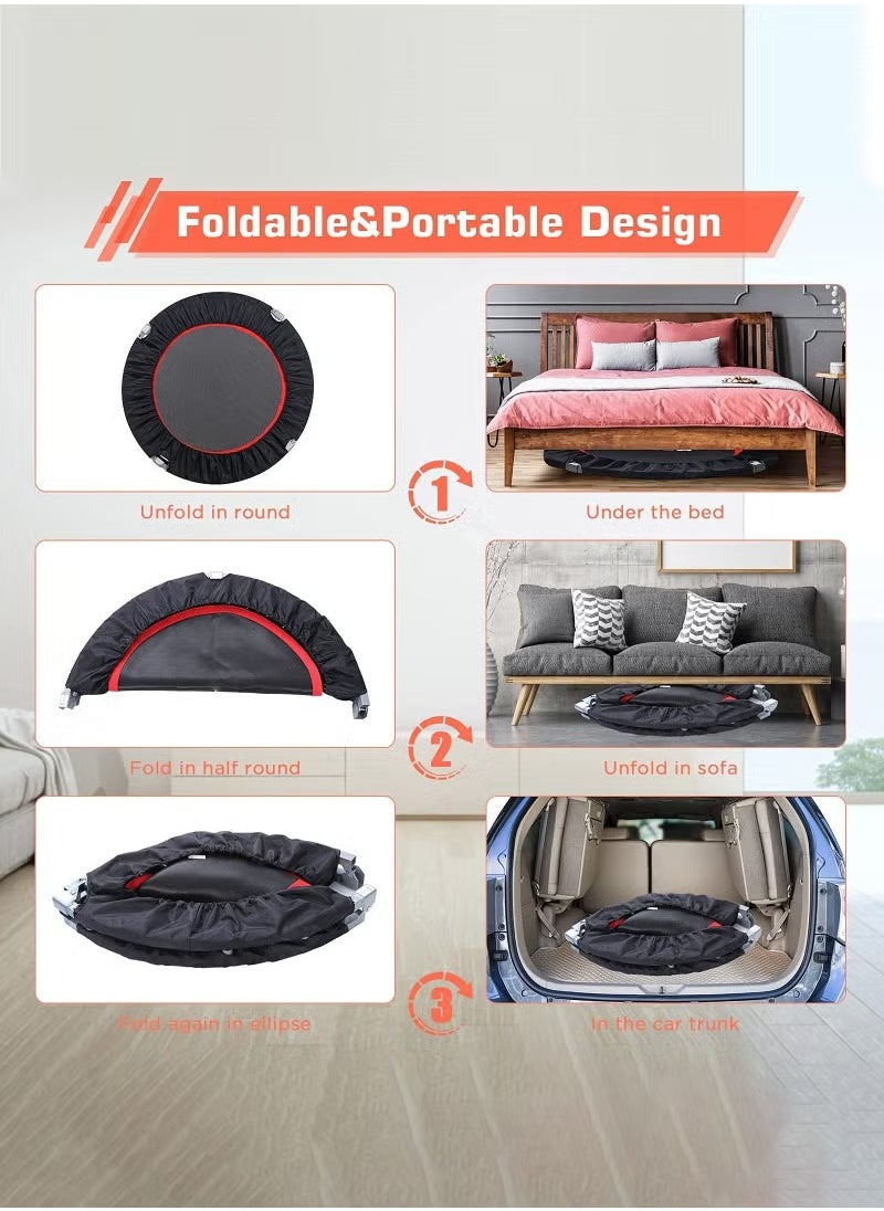 XiuWoo - 40 inch Foldable Mini Trampoline Max Load 330lbs, Fitness Rebounder with Adjustable Foam Handle, Exercise Trampoline for Adults Indoor Garden Workout - Image 1
